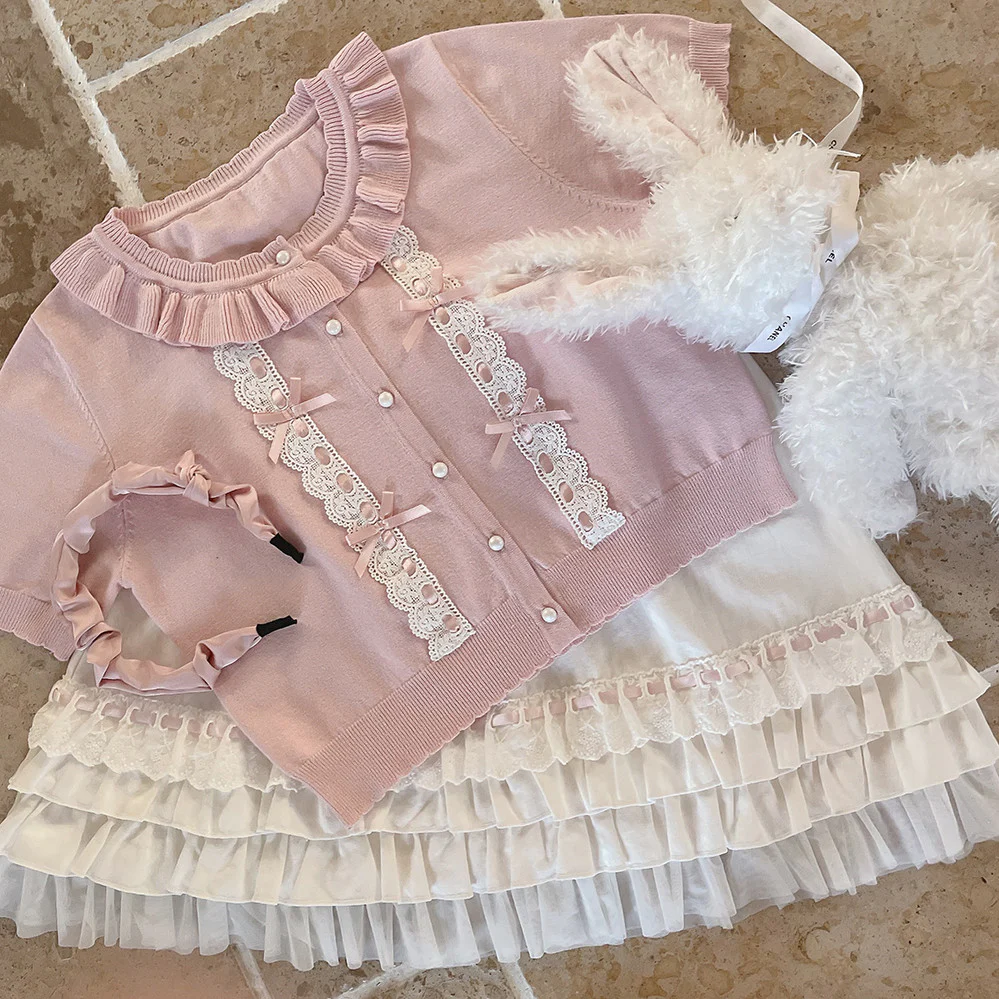 White Bow Knit Top Cardigan HA1102