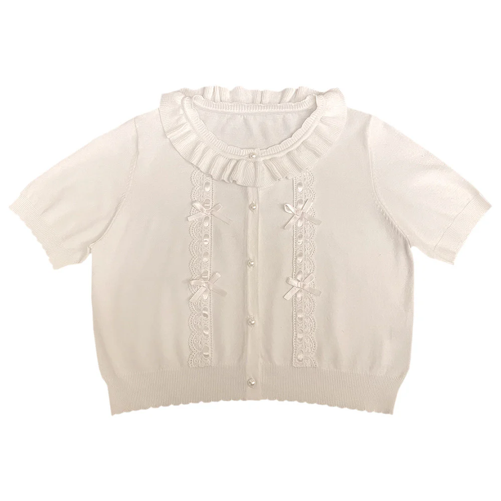 White Bow Knit Top Cardigan HA1102 - Image 5