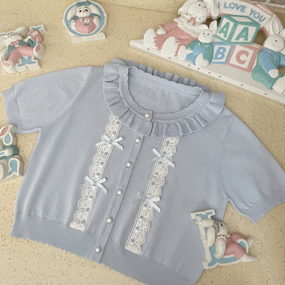 White Bow Knit Top Cardigan HA1102 - Image 8