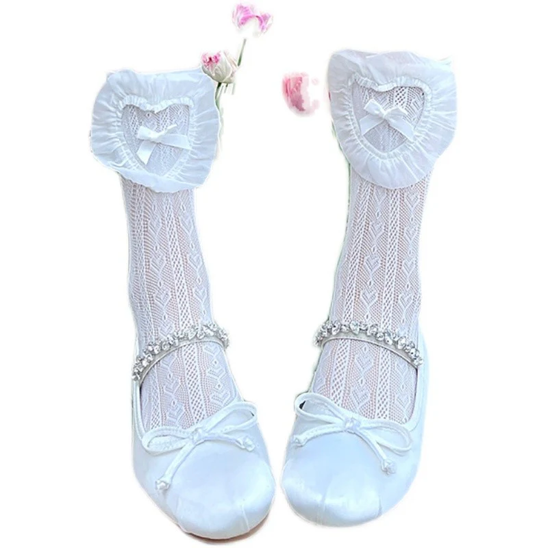 White Bow Lace Socks   HA1947 - Image 5