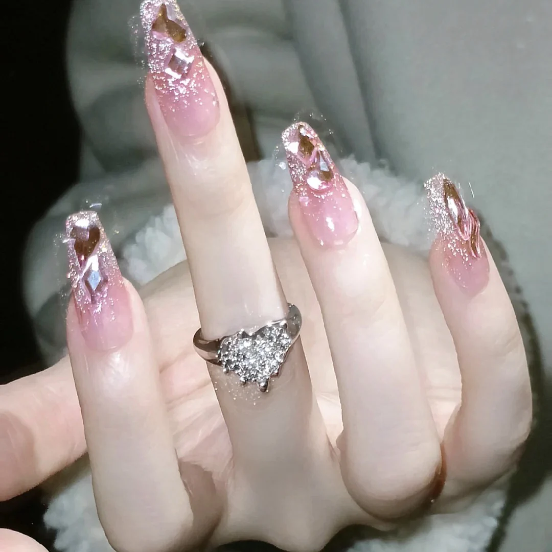 White Flash Pink Diamond Nail Art   HA1228 - Image 2