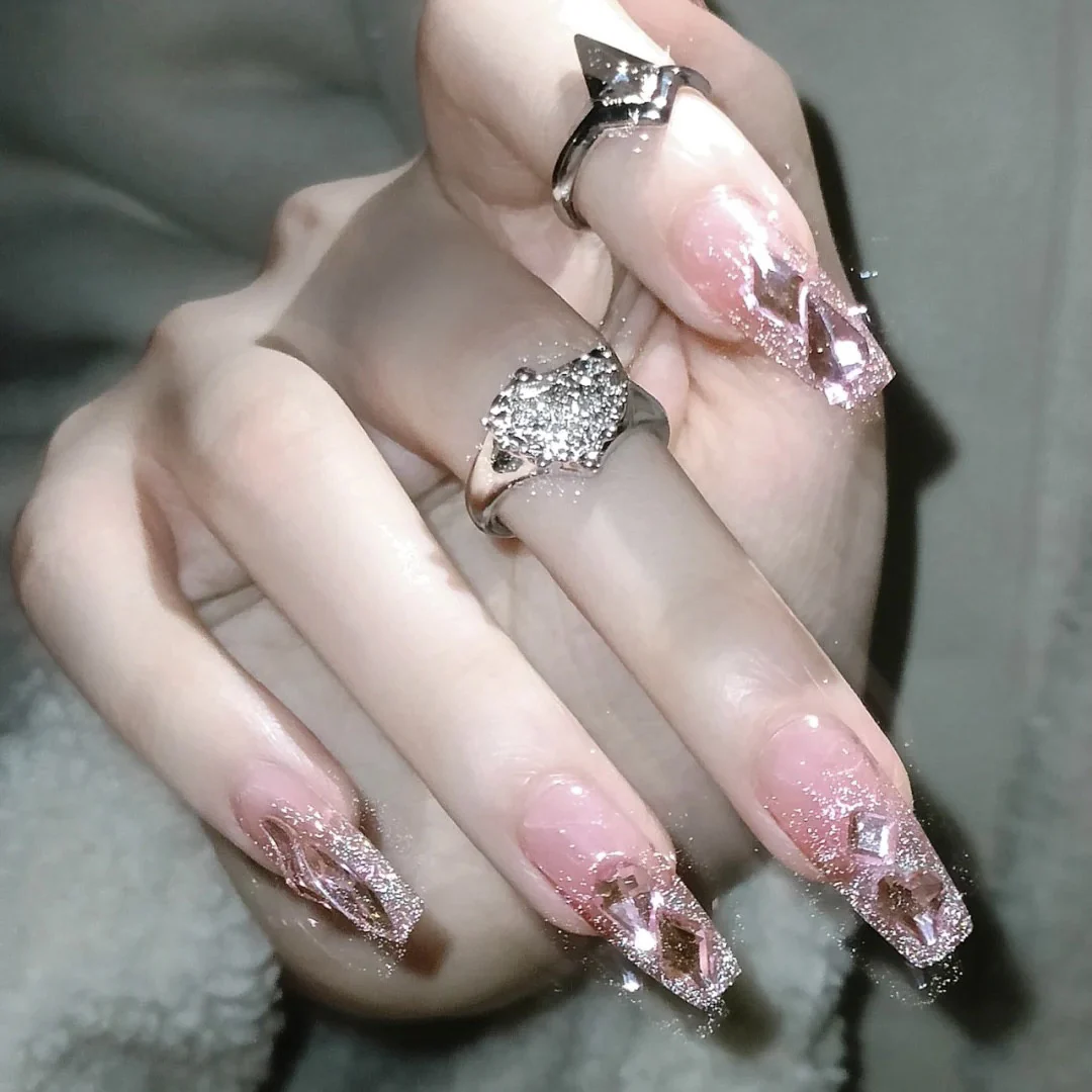 White Flash Pink Diamond Nail Art   HA1228 - Image 3