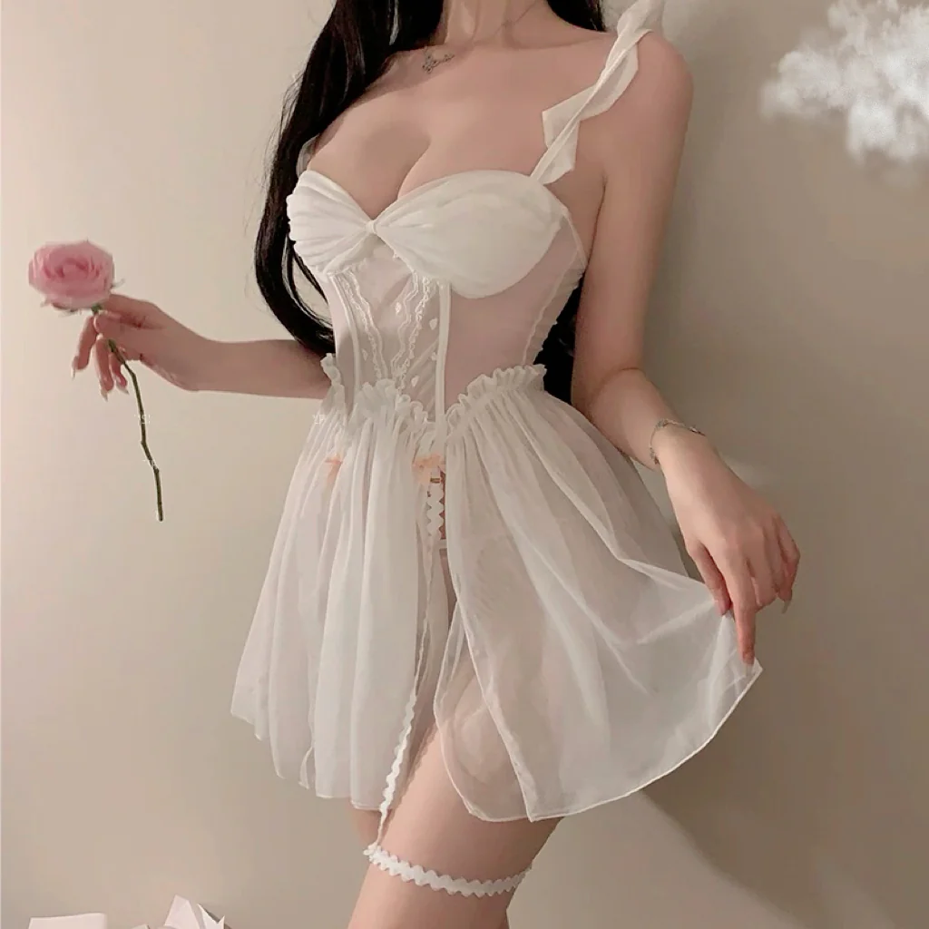 White gauze dress HA2629 - Image 3