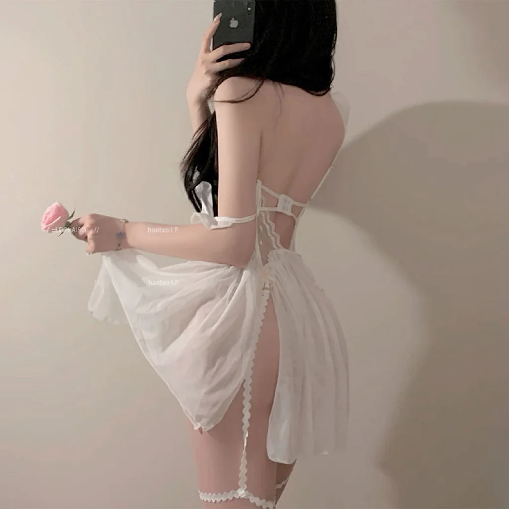White gauze dress HA2629 - Image 4