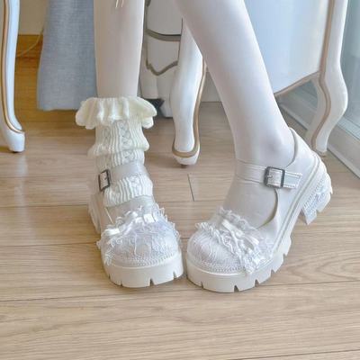 White Lace Bow High Heels   HA2128 - Image 9