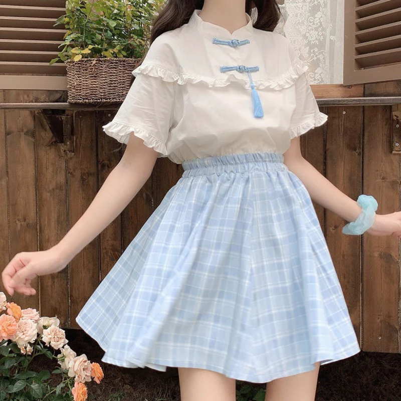 White Lace Short Sleeve Shirt Top HA0831
