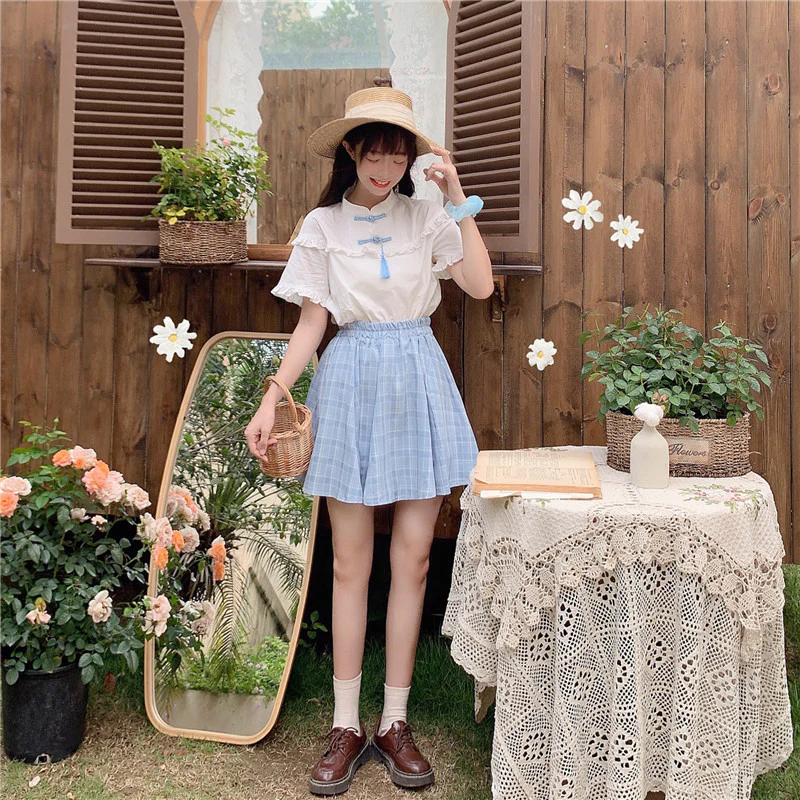 White Lace Short Sleeve Shirt Top HA0831 - Image 4