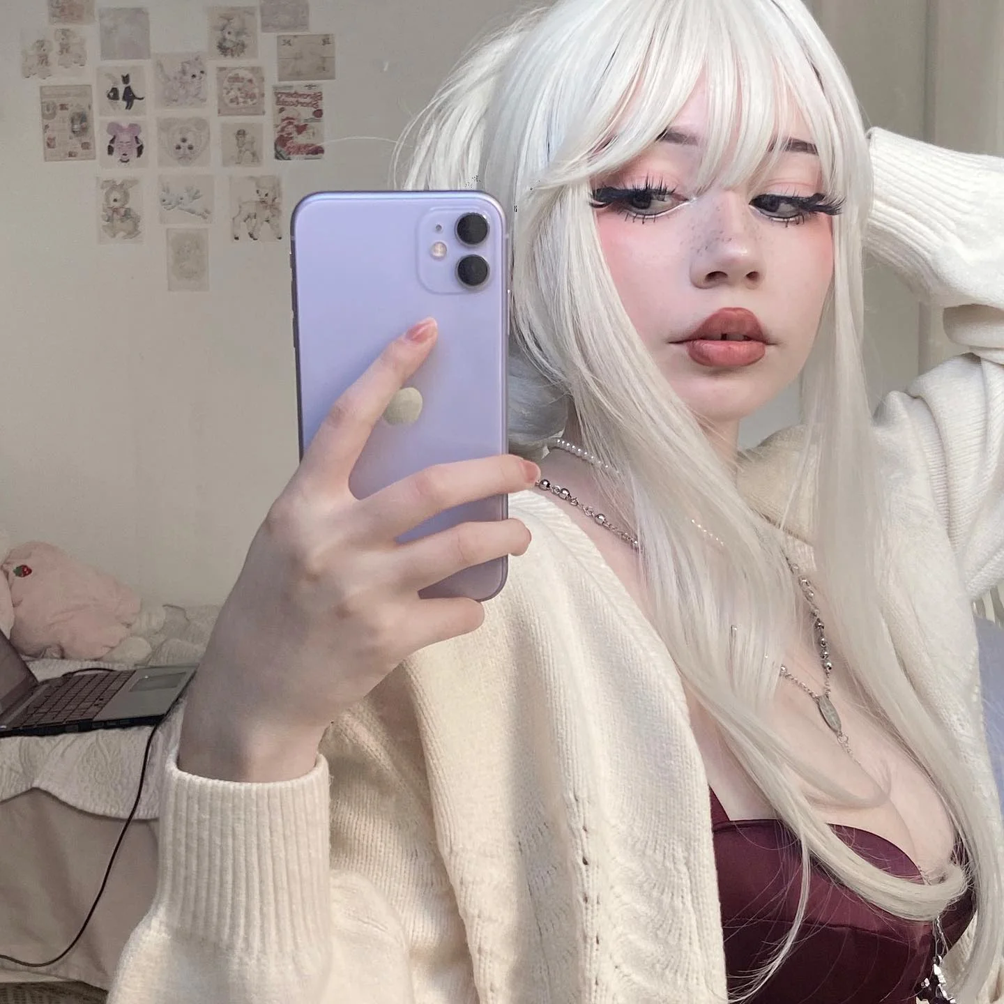 White long wig  HA0048 - Image 3