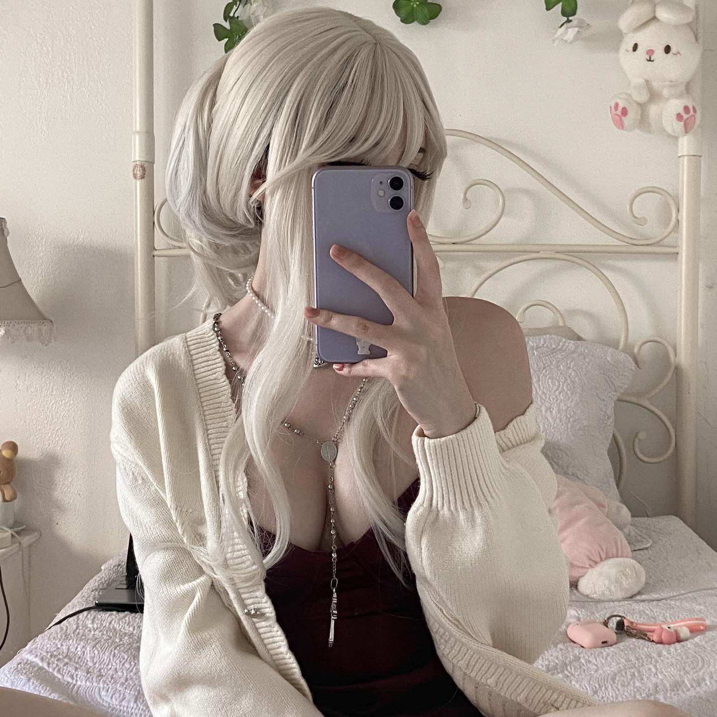White long wig  HA0048 - Image 5