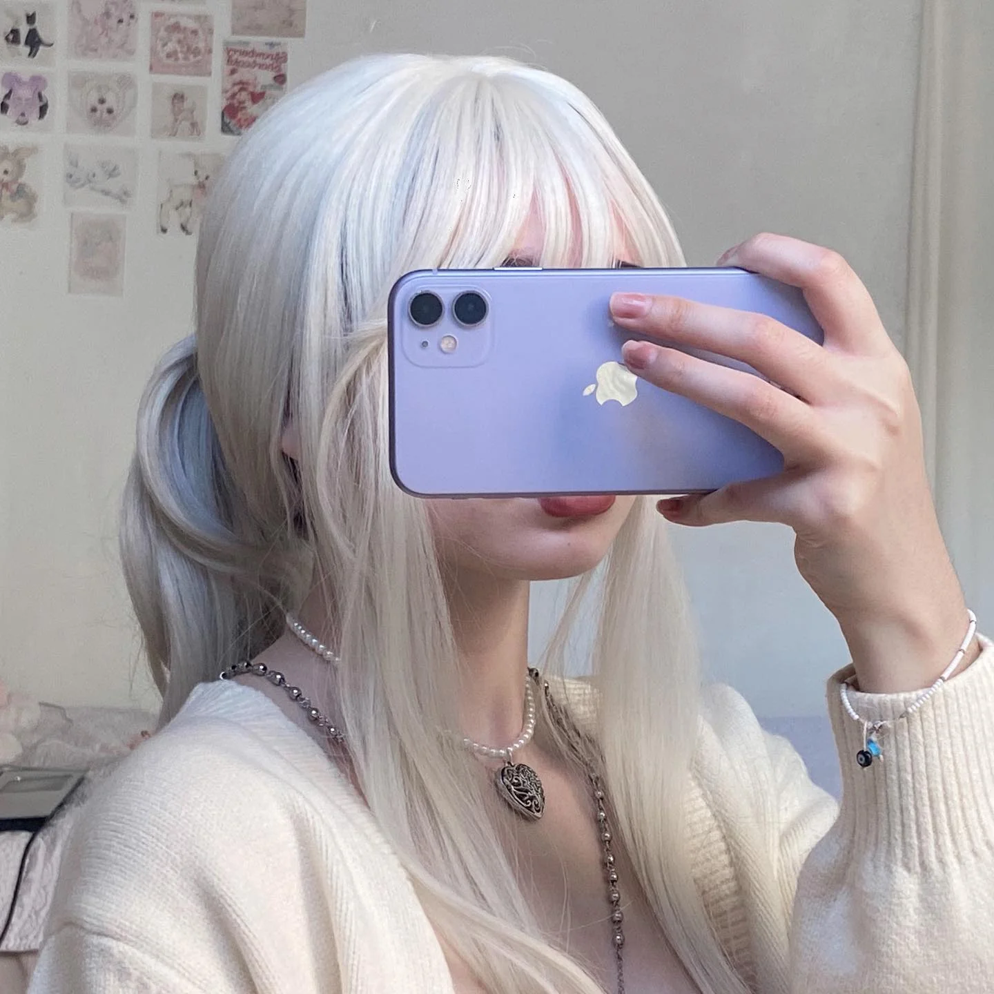 White long wig  HA0048 - Image 7