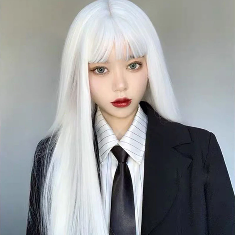 White Matte Long Straight Hair HA0243 - Image 2