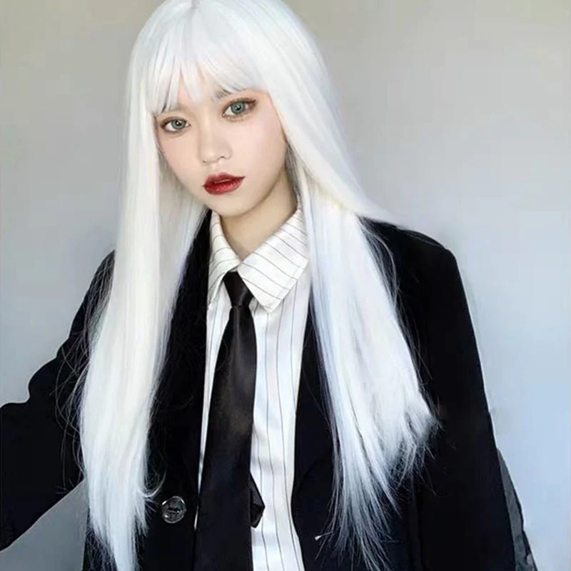 White Matte Long Straight Hair HA0243 - Image 3