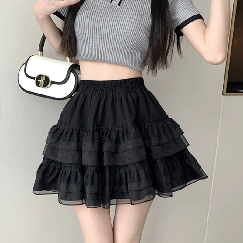 White Mesh Puff Skirt    HA1949 - Image 2