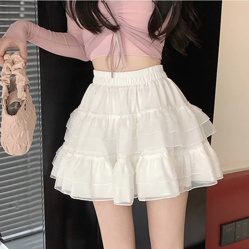 White Mesh Puff Skirt    HA1949 - Image 3