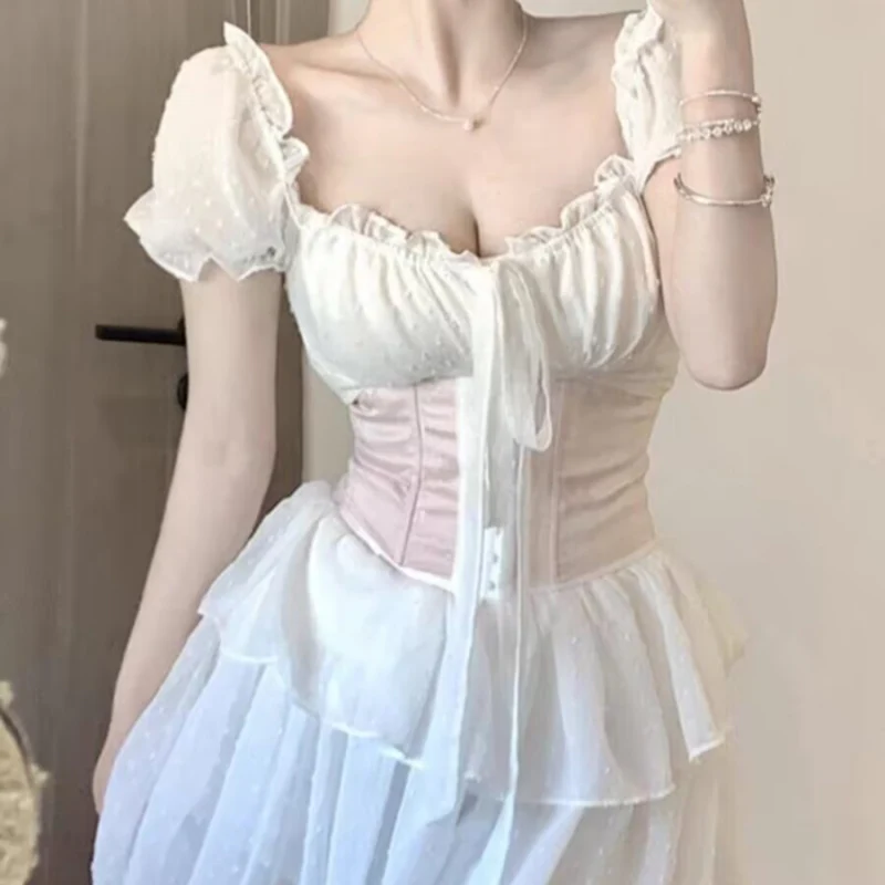 White One Shoulder Halter Neck Princess Dress   HA2202 - Image 3