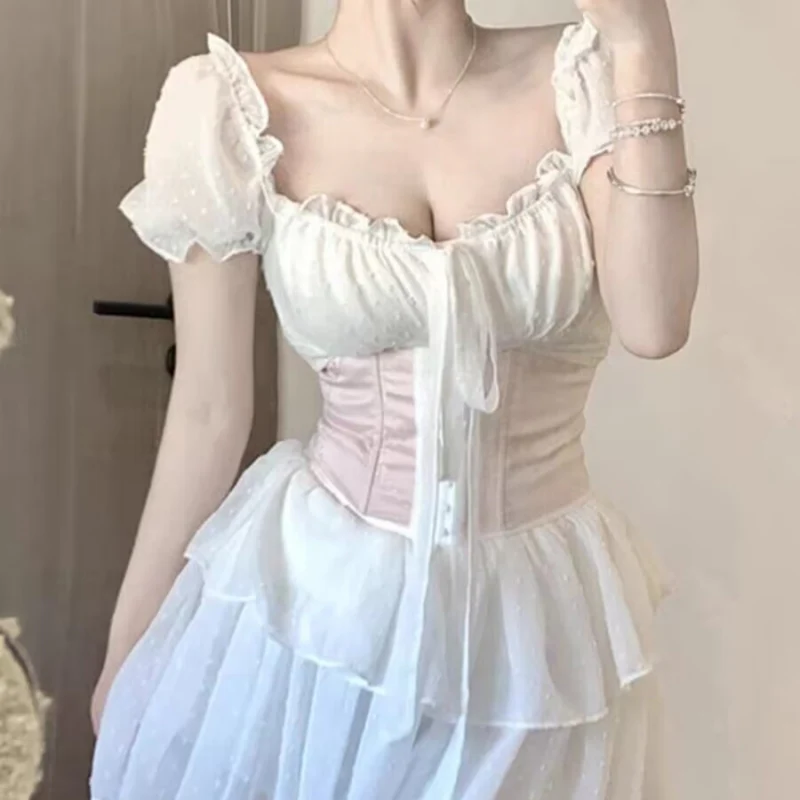 White One Shoulder Halter Neck Princess Dress   HA2202 - Image 6