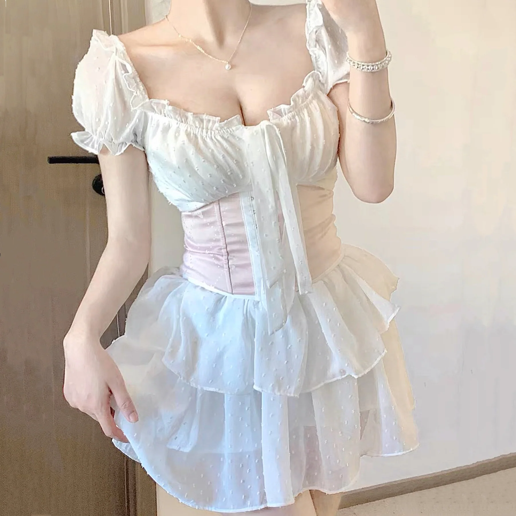White One Shoulder Halter Neck Princess Dress   HA2202 - Image 7
