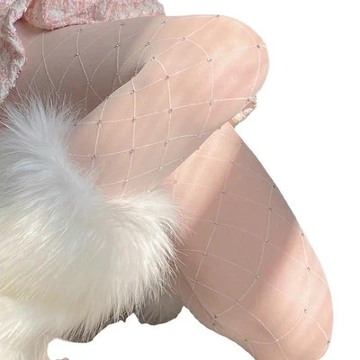 White silk diamond mesh net socks   HA0510 - Image 5