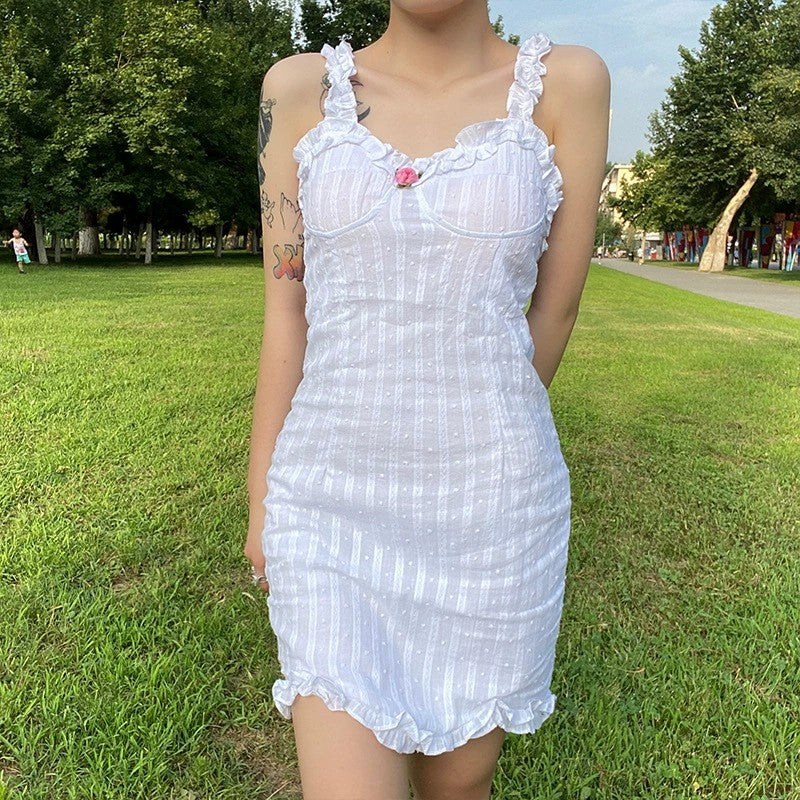White strappy hip dress   HA1731 - Image 4