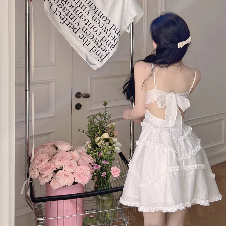 White suspender dress   HA2201 - Image 3