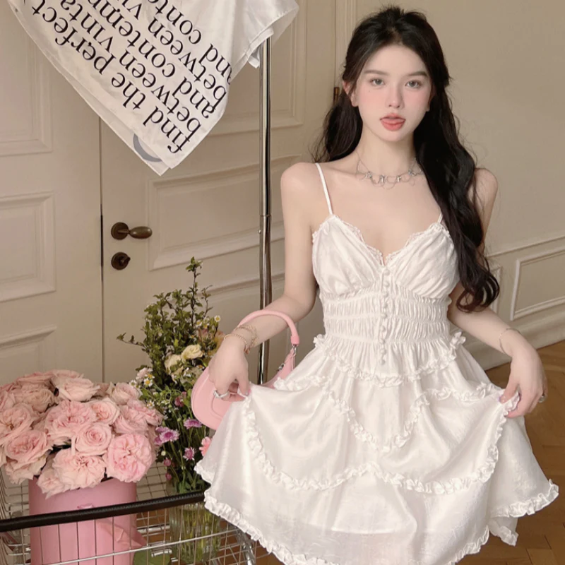 White suspender dress   HA2201 - Image 5