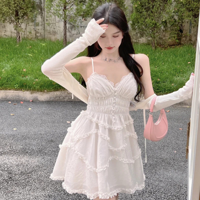 White suspender dress   HA2201 - Image 6