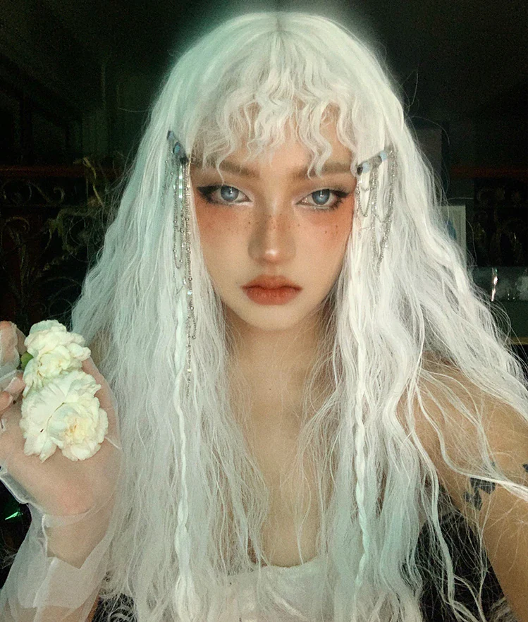 White wool curly long curly hair  HA0571 - Image 3