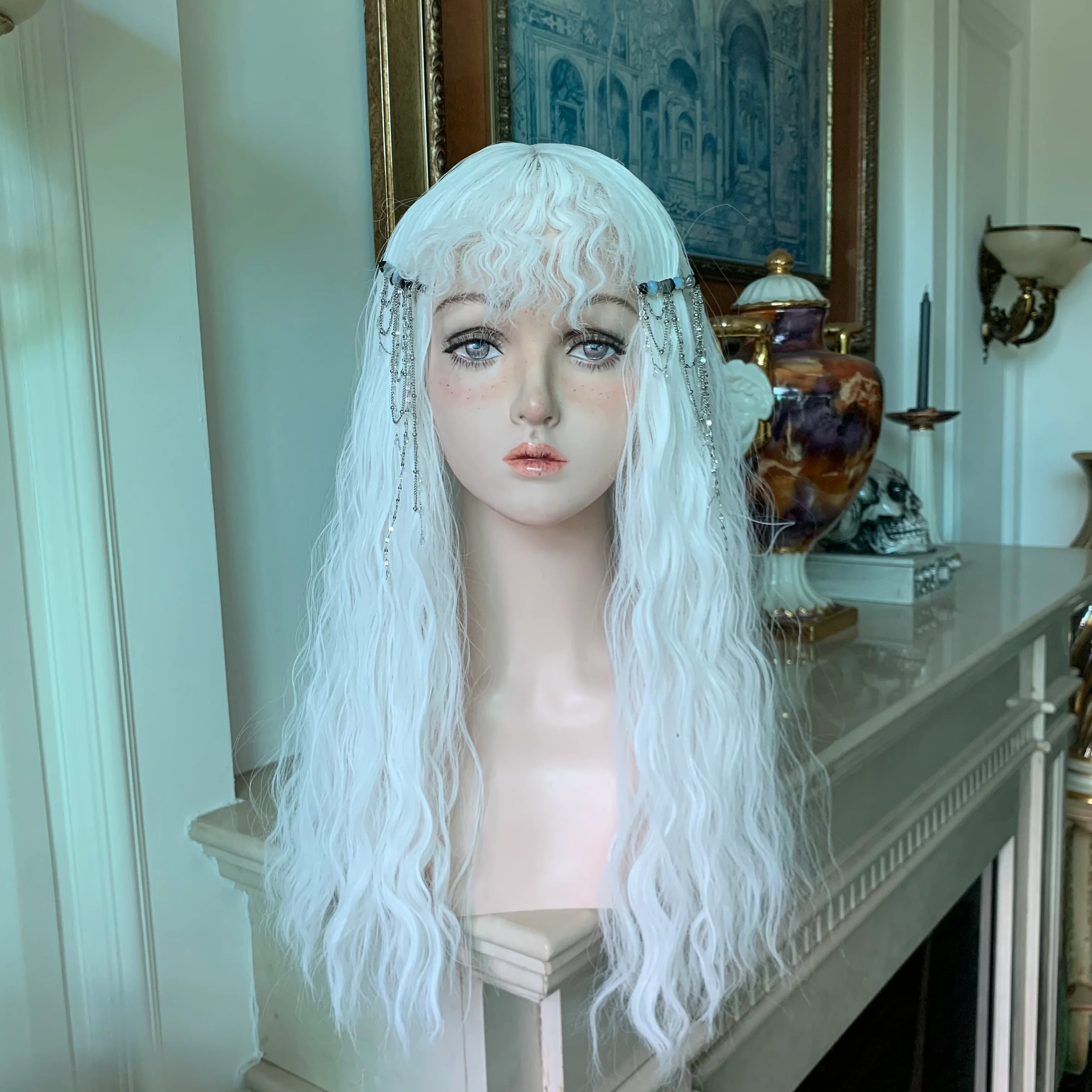 White wool curly long curly hair  HA0571 - Image 6