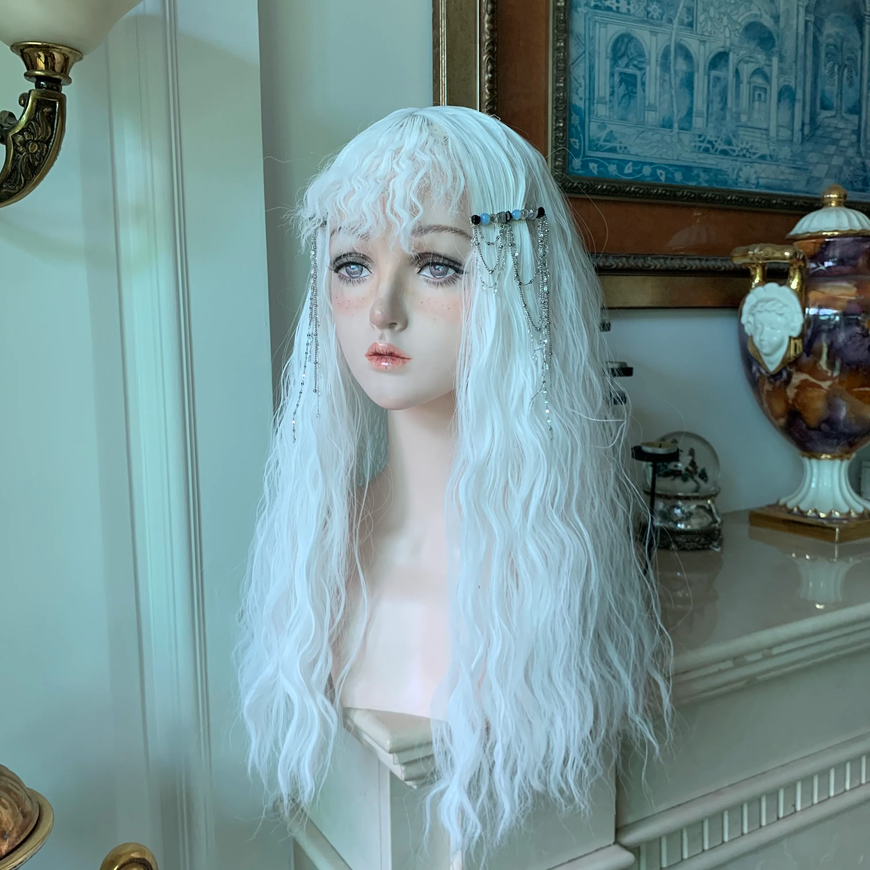 White wool curly long curly hair  HA0571 - Image 8