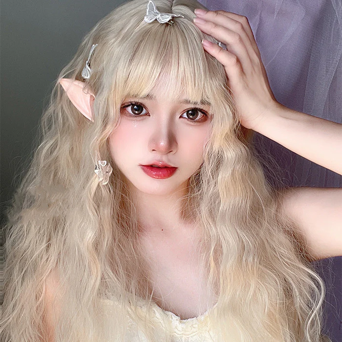 Women's blond long curly hair HA0269