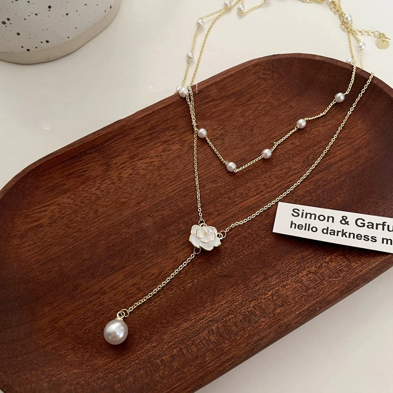 Women's double tassel pearl necklace   HA2142 - Image 5
