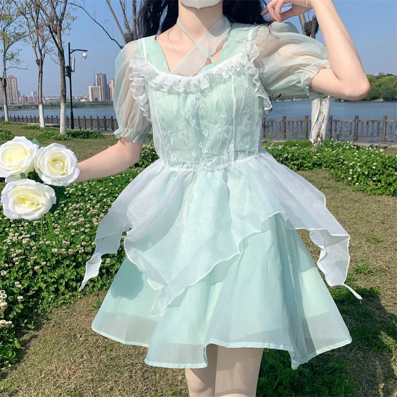 Women's mint green fairy dress HA0480 - Image 2