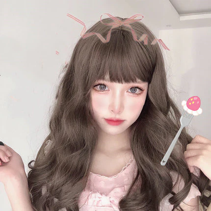 Wood gray brown long curly hair   HA0263 - Image 3
