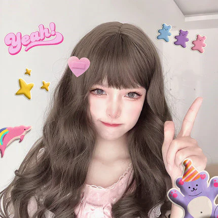 Wood gray brown long curly hair   HA0263 - Image 5