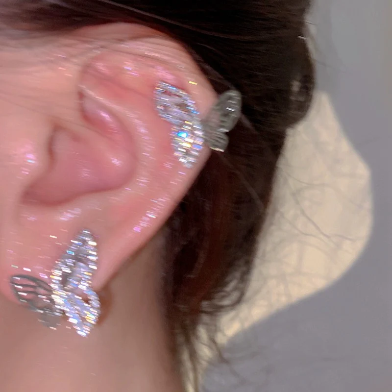 Zircon Hollow Butterfly Ear Clip HA1725 - Image 2