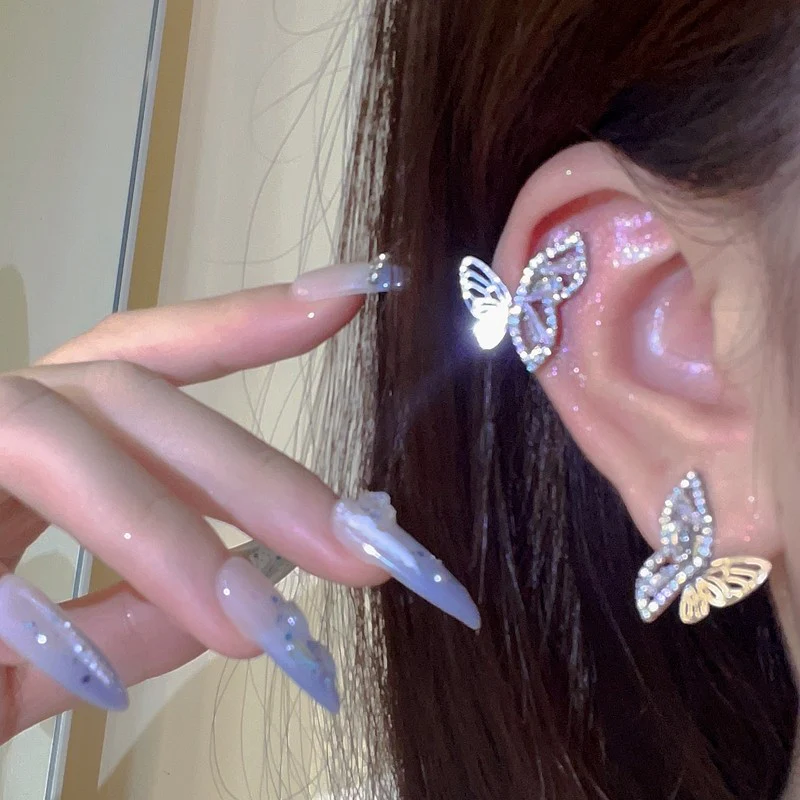 Zircon Hollow Butterfly Ear Clip HA1725 - Image 3
